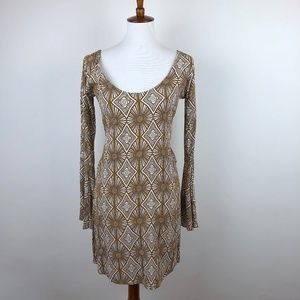 Yireh 70's style Brown and White Dress, sz Small